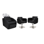Zestaw Mebli Ayala Comfort + 2 Fotele Globe Czarne Podstawa Kwadrat Misa Biała - 2